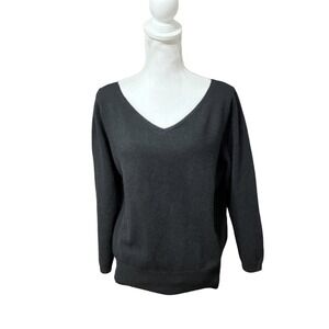 Jumper 1234 Women's Jumper 4 Solid Black 100% Cashmere V Neck Pullover